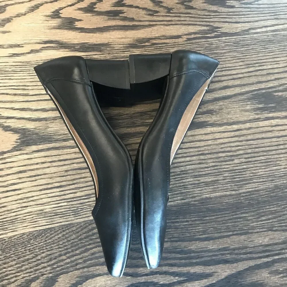 Paul Green Kami Black Soft Leather Block‎ Mid Heel Pointed Toe UK 5.5 US 8